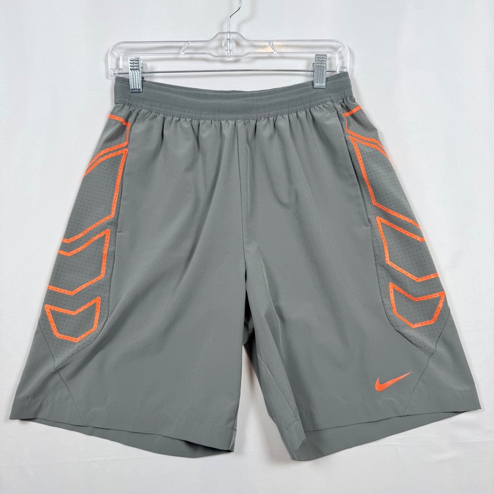 Nike Dri-FIT Athletic Shorts Gray Orange Accent Mens Medium Running Gym